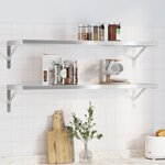 vidaXL Étagères murales 2 Pièces 100x30 cm argenté acier inoxydable