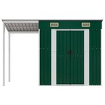 vidaXL Abri de jardin avec toit prolongé vert 277x107x181 cm acier