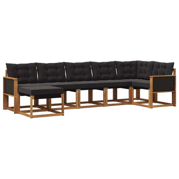 vidaXL Ensemble de canapés d'extérieur 7 Pièces Naturel et noir