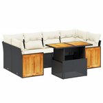 vidaXL Salon de jardin 7 Pièces avec coussins noir résine tressée