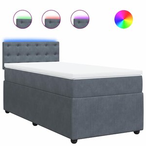 vidaXL Sommier à lattes de lit et matelas Gris foncé 80x200 cm Velours
