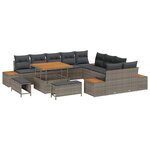 vidaXL Ensemble de canapé de jardin avec coussin 13 Pièces Gris