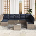 vidaXL Ensemble de Canapés avec coussin 9 Pièces Gris polyrotin
