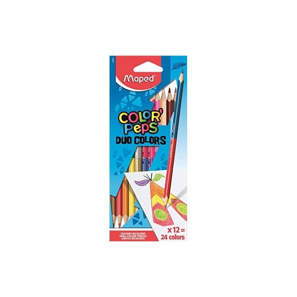 Maped Crayons bicolores COLOR'PEPS DUO, triangulaire, étui