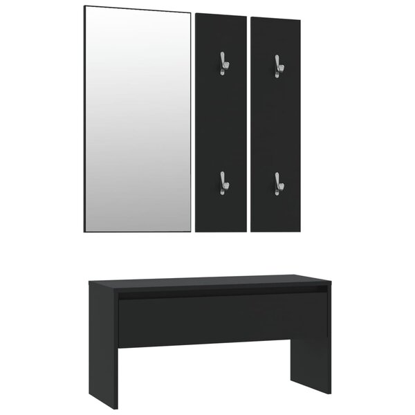 vidaXL Ensemble de meubles de couloir noir bois d'ingénierie