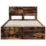 vidaXL Cadre de lit Chêne fumé 135 x 190 cm Bois d'ingénierie