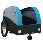 vidaXL Remorque de vélo noir et bleu 30 kg fer