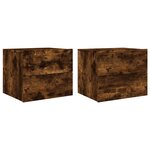 vidaXL Tables de chevet murales avec lumières LED 2 Pièces chêne fumé