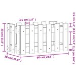 vidaXL Jardinière avec design de clôture blanc 60x30x30 cm pin massif