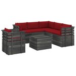 vidaXL Salon palette de jardin 7 Pièces avec coussins Bois de pin massif