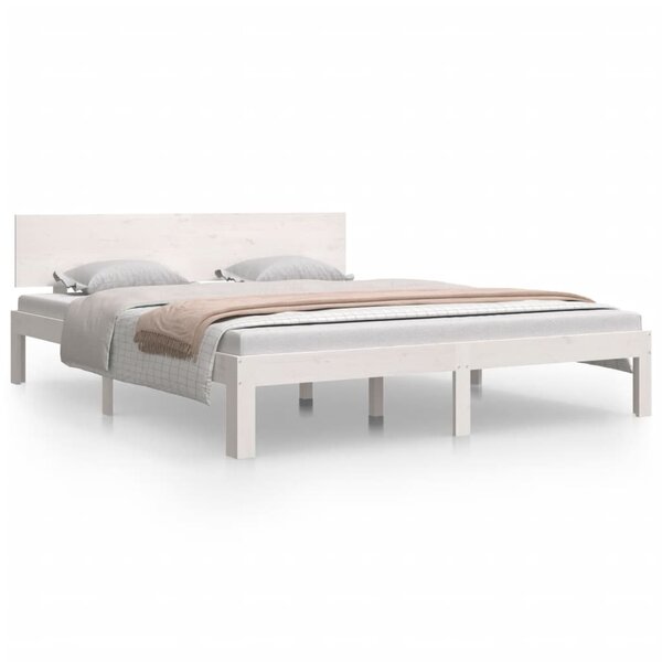 vidaXL Cadre de lit Blanc Bois de pin massif 160x200 cm