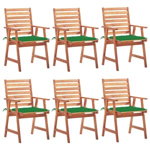 vidaXL Chaises à manger d'extérieur lot de 6 et coussins Acacia massif