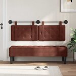 vidaXL Tête de lit suspendue Avec lumière LED Brun Brillant PU antique