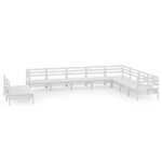 vidaXL Salon de jardin 10 Pièces Bois de pin massif Blanc