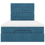 vidaXL Cadre de lit ottoman avec matelas bleu foncé 120x190 cm velours