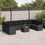 vidaXL Ensemble de canapé de jardin Noir polyrotin