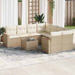 vidaXL Salon de jardin avec coussins 9 Pièces beige résine tressée