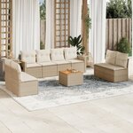 vidaXL Salon de jardin avec coussins 9 Pièces beige résine tressée