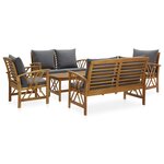 vidaXL Salon de jardin 5 Pièces avec coussins Bois d'acacia solide