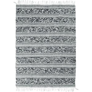 Tapis Terra - 160 x 230 cm - Bande relief blanc et noir