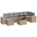 vidaXL Salon de jardin avec coussins 8 Pièces beige résine tressée