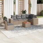 vidaXL Salon de jardin avec coussins 7 Pièces beige résine tressée