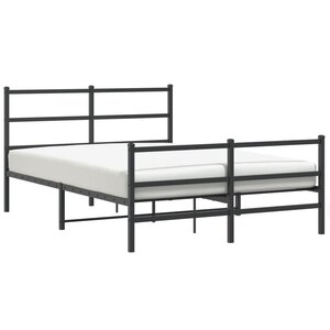 vidaXL Cadre de lit métal sans matelas avec pied de lit noir 140x190cm