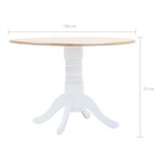 vidaXL Table à manger Blanc et marron 106 cm Bois d'hévéa massif