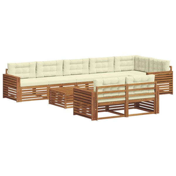 vidaXL Ensemble de canapés d'extérieur 9 Pièces Naturel et Crème
