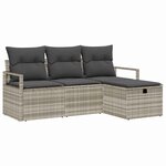 vidaXL Ensemble de canapé de jardin 4 Pièces Gris clair Poly rotin