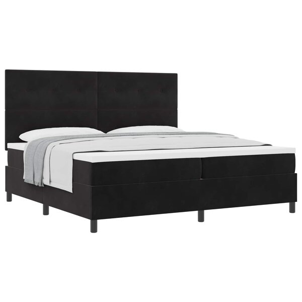 vidaXL Lit à ressorts avec matelas Noir 200 x 200 cm Velours