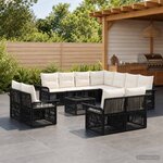 vidaXL Ensemble de canapé de jardin 12 pc Noir et blanc crème