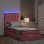 vidaXL Lit avec rangement et LED avec matelas Rose 90 x 200 cm Velours