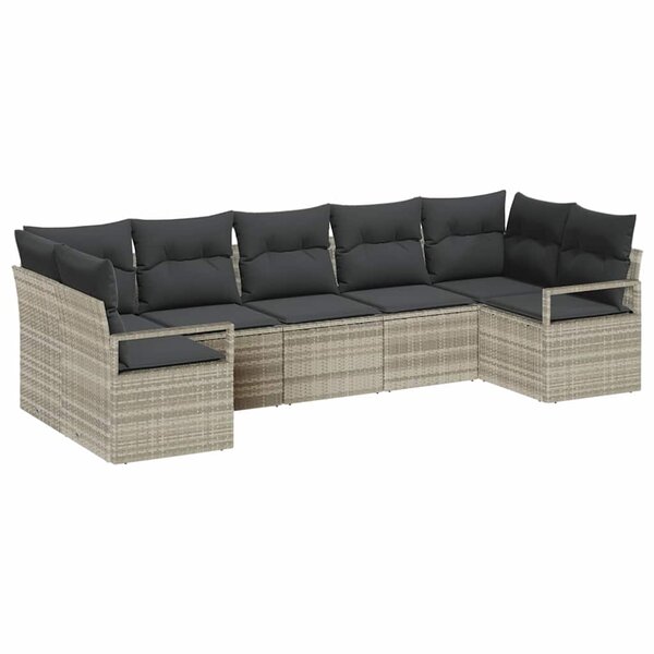 vidaXL Ensemble de canapé de jardin 7 Pièces Gris clair Poly rotin