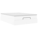 VidaXL Cadre de lit ottoman avec matelas blanc 140x200 cm similicuir