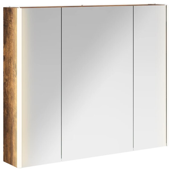 vidaXL Armoire Miroir de Salle de Bain Chêne fumé 83 5 x 15 5 x 70 cm