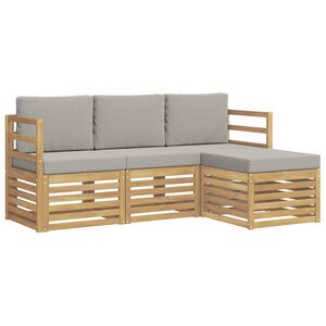 vidaXL Ensemble de canapés d'extérieur 4 pc Blanc et gris clair