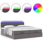 vidaXL Lit ottoman avec matelas & LED Gris 180x200cm similicuir