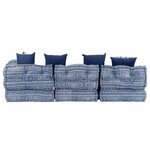 vidaXL Pouf modulaire à 4 places Indigo Tissu