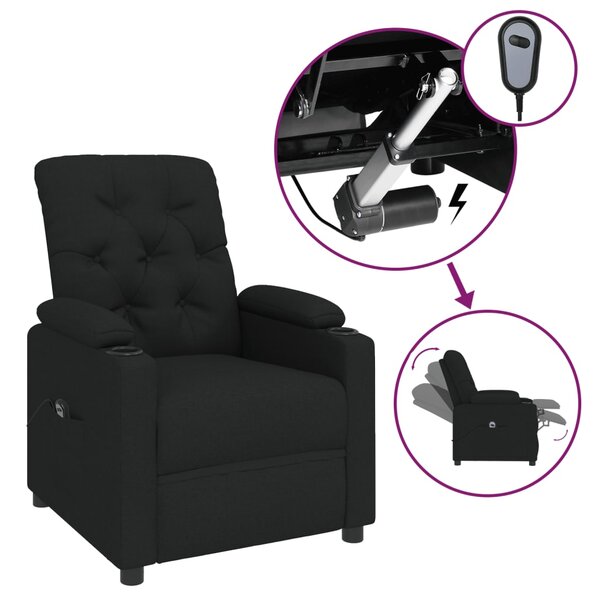 vidaXL Fauteuil inclinable électrique Noir Tissu