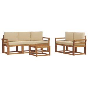 vidaXL Ensemble de canapés d'extérieur 6 Pièces Naturel et Beige
