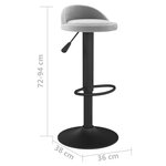 vidaXL Tabouret de bar Gris clair Velours