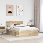 vidaXL Cadre de lit avec tête de lit Sonoma 140 x 190 cm Pin massif
