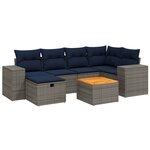 vidaXL Salon de jardin 7 Pièces avec coussins gris résine tressée