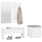 vidaXL Ensemble de meubles de couloir Blanc brillant Bois d'ingénierie