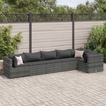 vidaXL Salon de jardin 6 Pièces avec coussins Gris Résine tressée