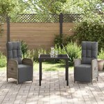 vidaXL Ensemble de salle à manger pour jardin 3 Pièces Gris Poly rotin