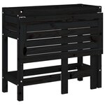 vidaXL Jardinière de jardin avec dessus pliable noir bois pin massif