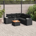 vidaXL Salon de jardin 6 Pièces avec coussins noir résine tressée