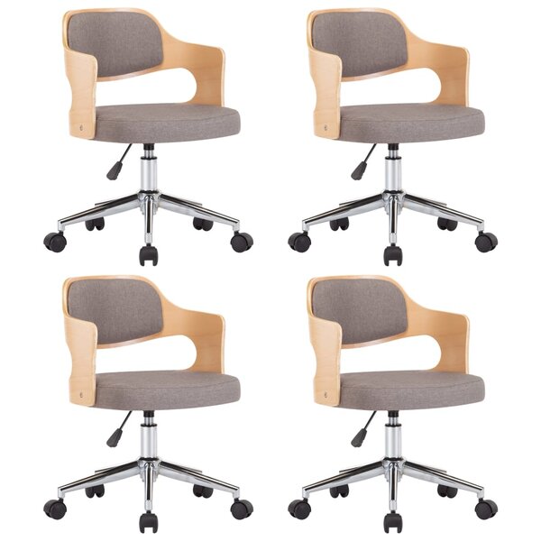 vidaXL Chaises pivotantes à manger lot de 4 taupe bois courbé et tissu